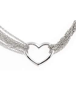 Sterling Silver Heart Pendant Strand Necklace