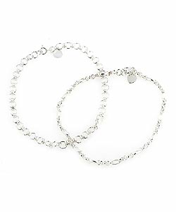 Sterling Silver Link Anklet Set
