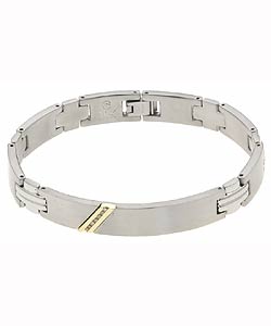 10k Yellow Gold Men's Steel Diamond Bracelet