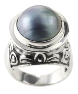 Sterling Silver Mabe Cultured Pearl Ring