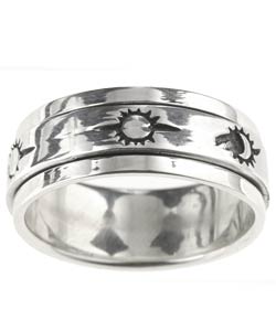 Sterling Silver Sun Moon Spinner Ring