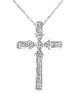 14k White Gold 1/5ct Diamond Maltese Cross