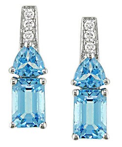 14-kt. White Gold Diamond Blue Topaz Earrings