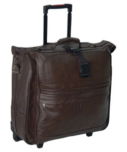 Amerileather Cowhide Leather Chestnut Brown 21 Inch Rolling Garment Bag