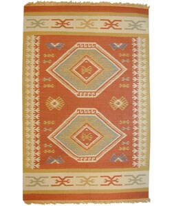 Double Diamonds Flat-weave Wool Rug (8' x 10')