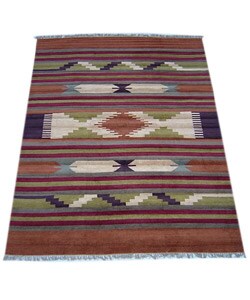 Kilim Hand-woven Silk Rug 6'x 9' (India)