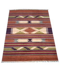 Kilim Hand-woven Silk Rug 4'x 6' (India)