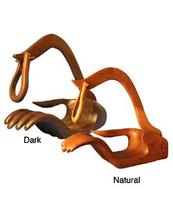 Hand-shaped Teak Wood Wine Bottle Holder