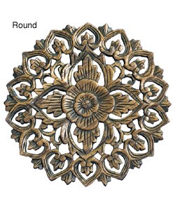 Teak Wood Floral Design Wall Hanging