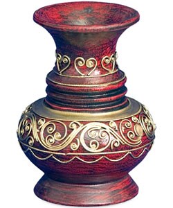 Lacquer Vase with Painted Gold Highlights