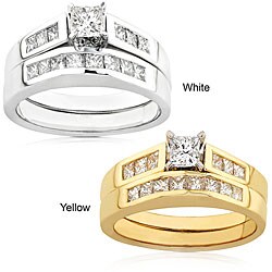 14k Gold 7/8ct TDW Princess Diamond Bridal Set (H-I, I1-I2)