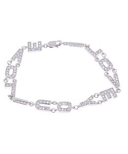Icz Stonez Sterling Silver CZ 'I Love You' Bracelet