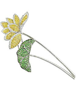 18k Gold 2.13ct TDW Diamond Multi-Gem Brooch