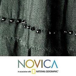 Women's Cotton 'Ebony Ruffles' Beaded Skirt (India)