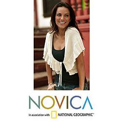 Women's Alpaca Wool 'Ruffled Cream' Sweater (Peru)