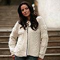 Women's Alpaca Wool Blend 'Snow Fizz' Hooded Cardigan Sweater (Peru)