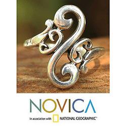 Sterling Silver 'Arabesque Curl' Cocktail Ring (Thailand)