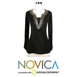 Handcrafted Cotton 'Fireworks' Tunic Blouse (India)