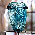 Blown Glass 'Turquoise Light of Guadalupe' Candleholder (Mexico)