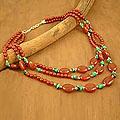 Sterling Silver 'Fiery Sky' Carnelian and Turquoise Necklace (India)