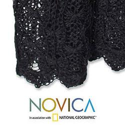 Alpaca Wool 'Muse in Black' Shawl (Peru)