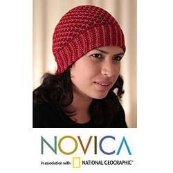Alpaca Wool 'Berry Honeycomb' Hat (Peru)