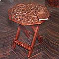Mohena Wood and Leather 'Sunflower Octagon' Accent Table (Peru)