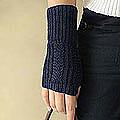 Alpaca Wool 'Navy Glam' Fingerless Mitt Gloves (Peru)