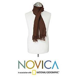 Alpaca Wool 'Oblique Cocoa' Men's Scarf (Peru)