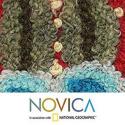 Handcrafted Wool 'Crimson Garland' Belt(Peru)