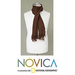 Alpaca Wool 'Oblique Cocoa' Men's Scarf (Peru)