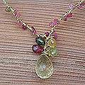 Gold Accent 'Aura' Quartz and Tourmaline Necklace (Thailand)