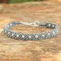Silver 'Hill Tribe Harmony in Grey' Braided Bracelet (Thailand)