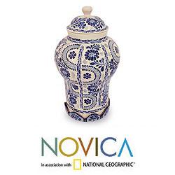 Handcrafted Ceramic 'Path to Puebla' Jar (Mexico)