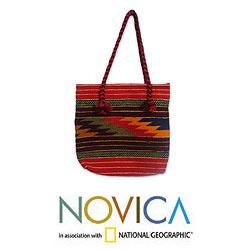 Wool 'Zapotec Lightning' Medium Tote Handbag (Mexico)
