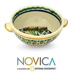 Majolica Ceramic 'Colonial Songbird' Bowl (Mexico)