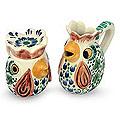 Majolica Ceramic 'Roosters' Sugar Bowl and Creamer Set (Mexico)