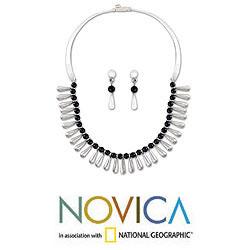 Sterling Silver 'Chantico Goddess' Obsidian Jewelry Set (Mexico)
