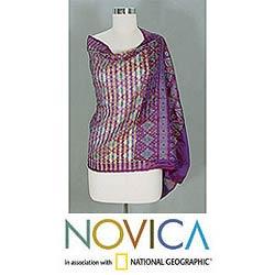 Silk 'Purple Ikat' Shawl (India)