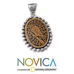 Sterling Silver 'Nocturnal Sage' Mate Gourd Pendant (Peru)