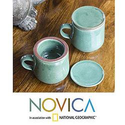 Set for 2 Ceramic 'Tea Time' Tea Mugs (El Salvador)