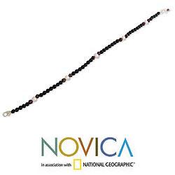 Sterling Silver 'Royal Dancer' Pearl Anklet (5 mm) (India)