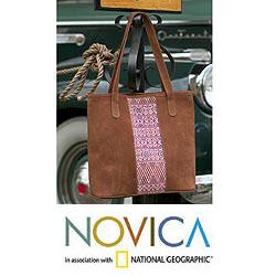 Leather 'Comalapa Art' Tote Handbag (Guatemala)
