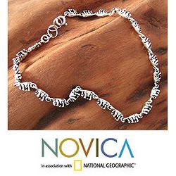 Sterling Silver 'Elephant Parade' Anklet (India)