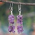 Sterling Silver 'Rejoice' Amethyst Waterfall Earrings (India)