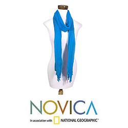 Cotton 'Guatemala Turquoise' Scarf (Guatemala)