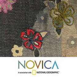 Wool 'Dazzling Daisies' Shawl (India)