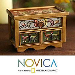 Painted Glass 'Floral Majesty' Chest of Drawers (Peru)