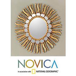 Handcrafted Glass 'Winter Sun' Mirror (Peru)