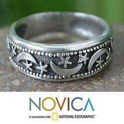 Sterling Silver 'Moon Magic' Band Ring (Thailand)